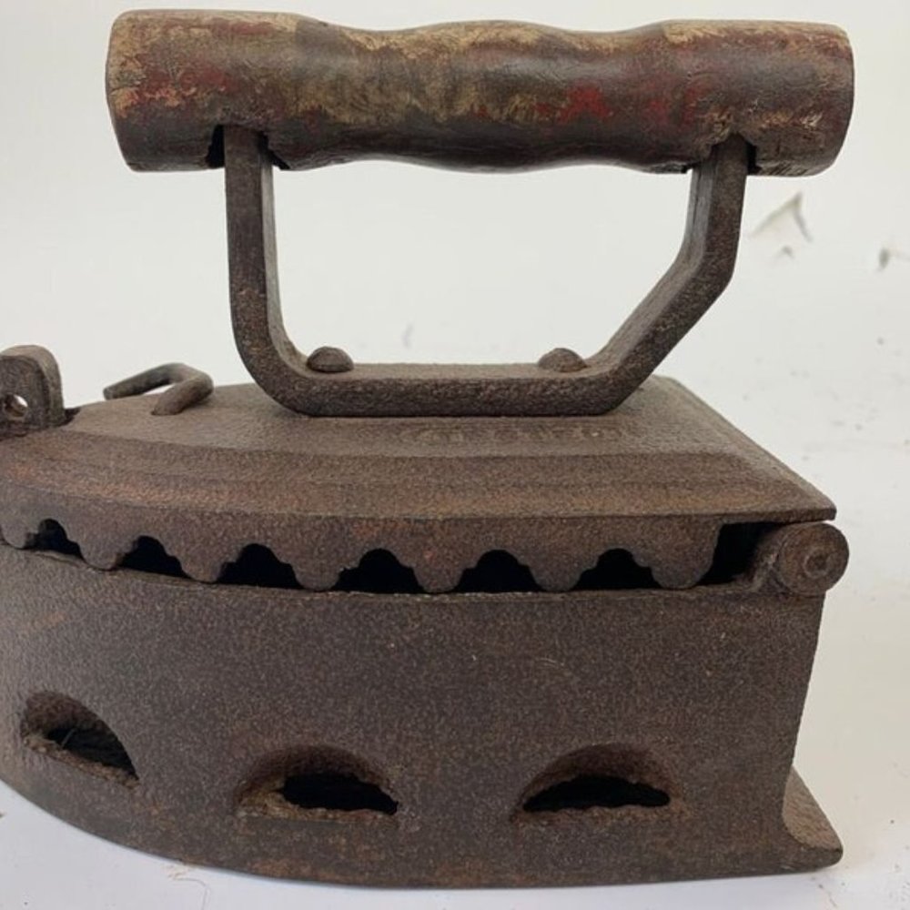 Spura Home Antique Vintage Cast Coal Iron Clothes Press